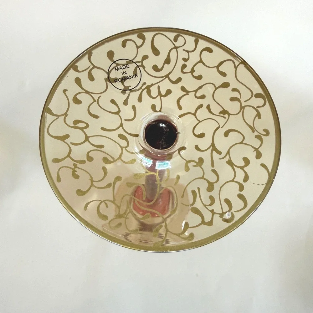 VINTAGE Pier 1 Jubilee Hand Blown Glass Hurricane Candle Holder Romania 14